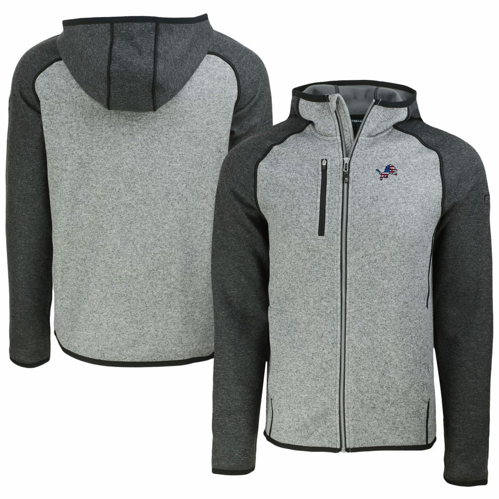 Detroit Lions Cutter & Buck Americana Mainsail Full-Zip Hooded Jacket - Heather Gray/Heather Charcoal sale
