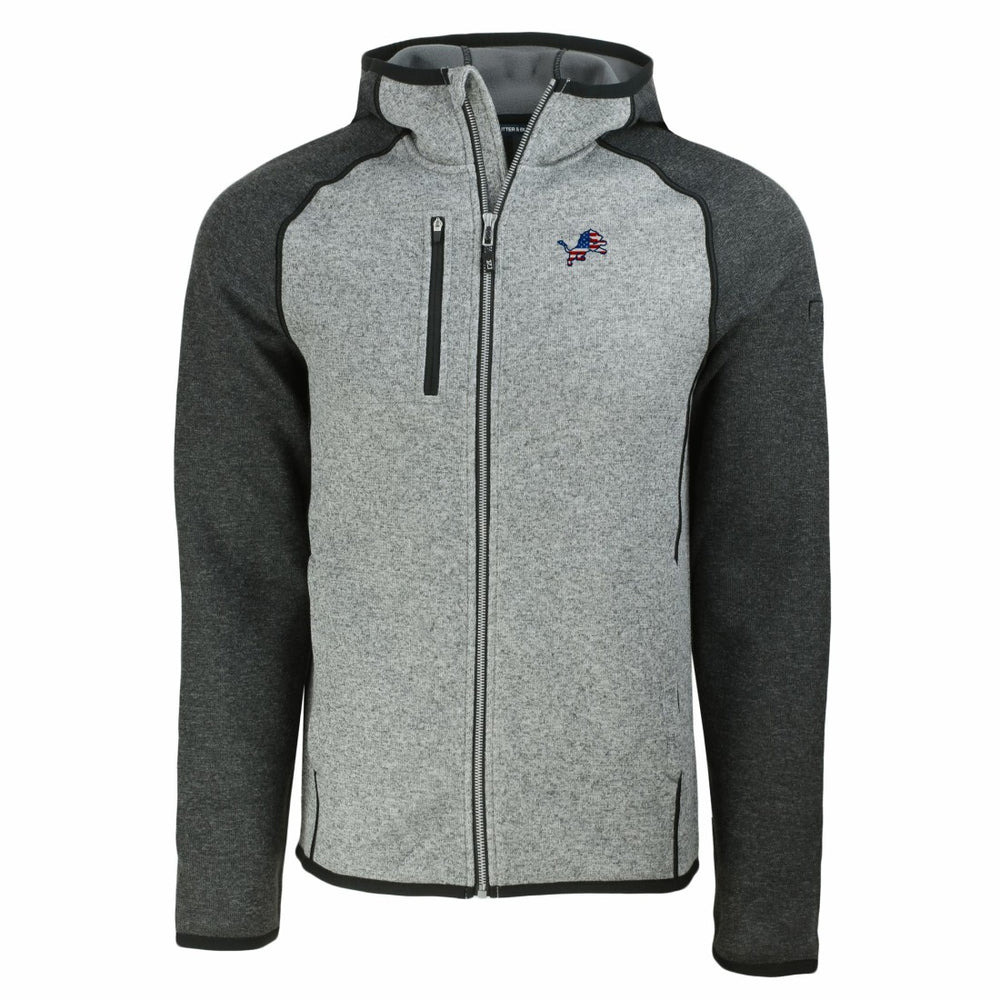 Detroit Lions Cutter & Buck Americana Mainsail Full-Zip Hooded Jacket - Heather Gray/Heather Charcoal sale