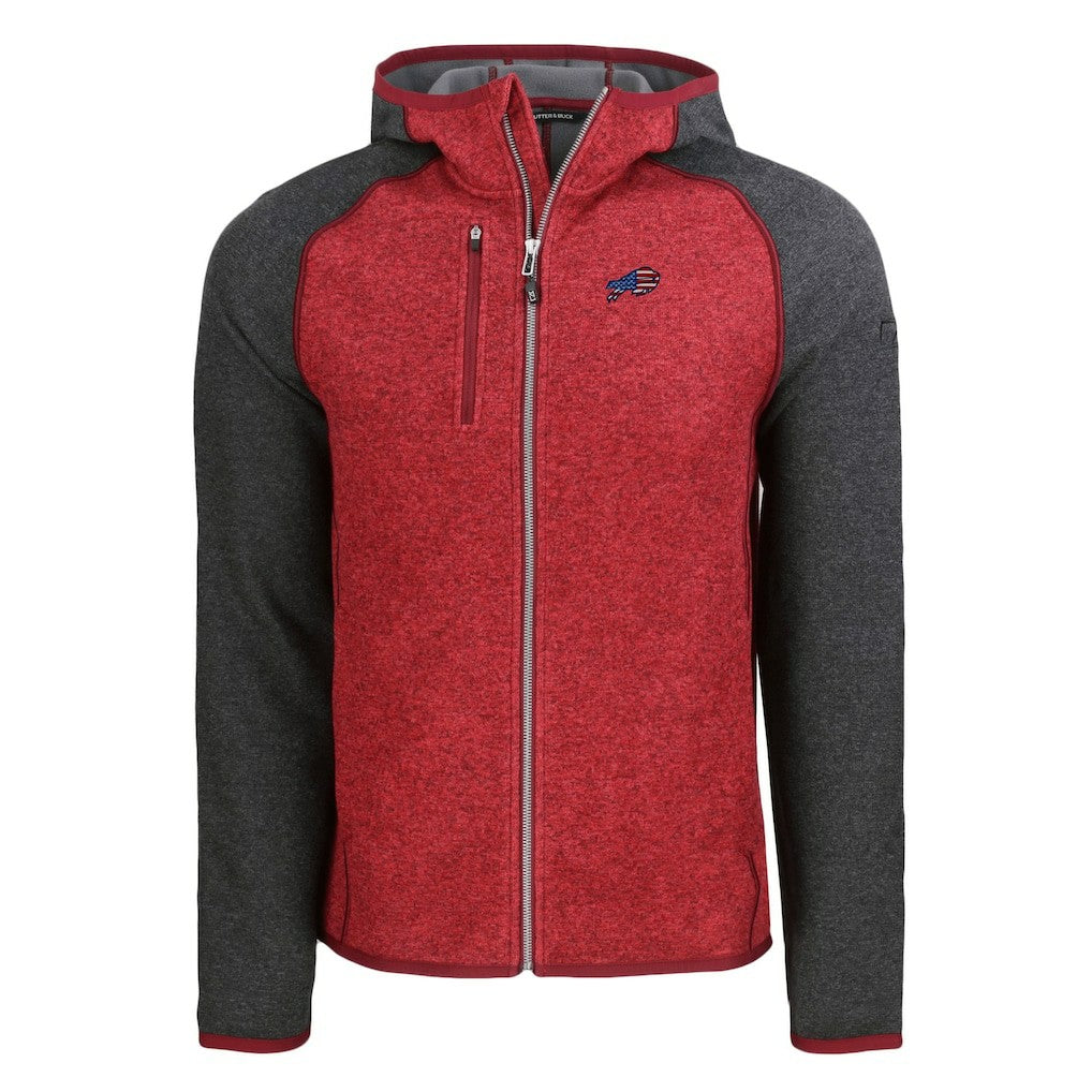Buffalo Bills Cutter & Buck Americana Mainsail Full-Zip Hooded Jacket - Heather Red/Heather Charcoal sale