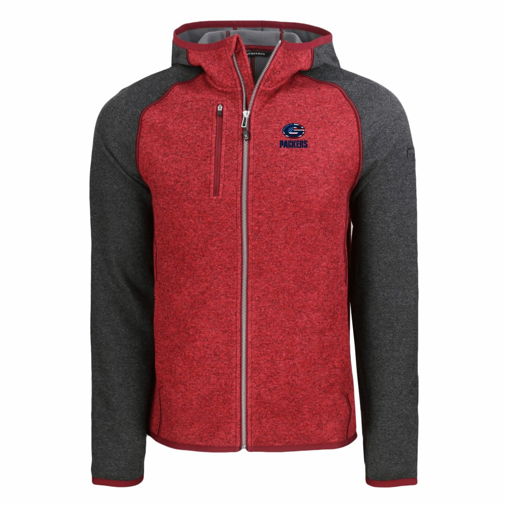 Green Bay Packers Cutter & Buck Americana Mainsail Full-Zip Hooded Jacket - Heather Red/Heather Charcoal on sale