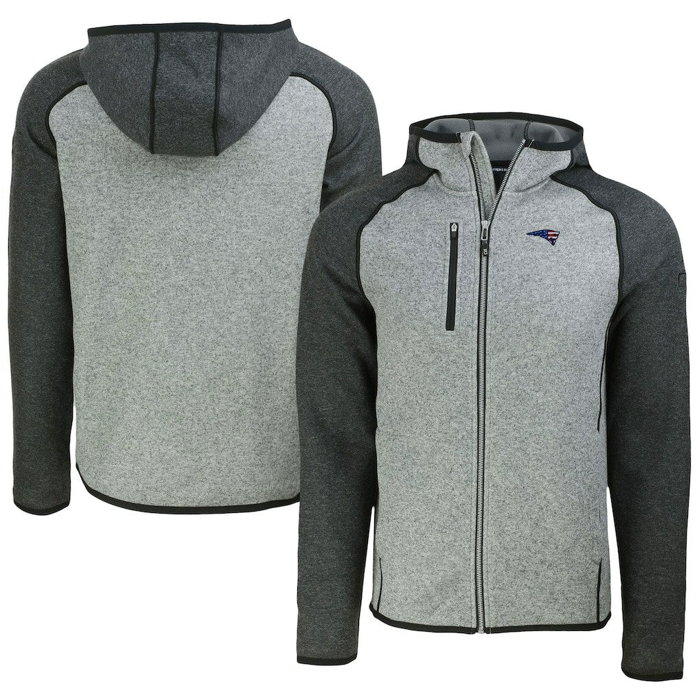 New England Patriots Cutter & Buck Americana Mainsail Full-Zip Hooded Jacket - Heather Gray/Heather Charcoal online