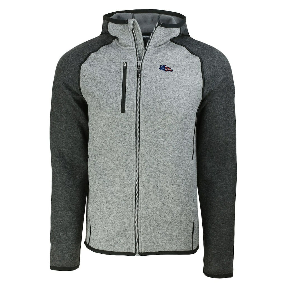 Denver Broncos Cutter & Buck Americana Mainsail Full-Zip Hooded Jacket - Heather Gray/Heather Charcoal discount