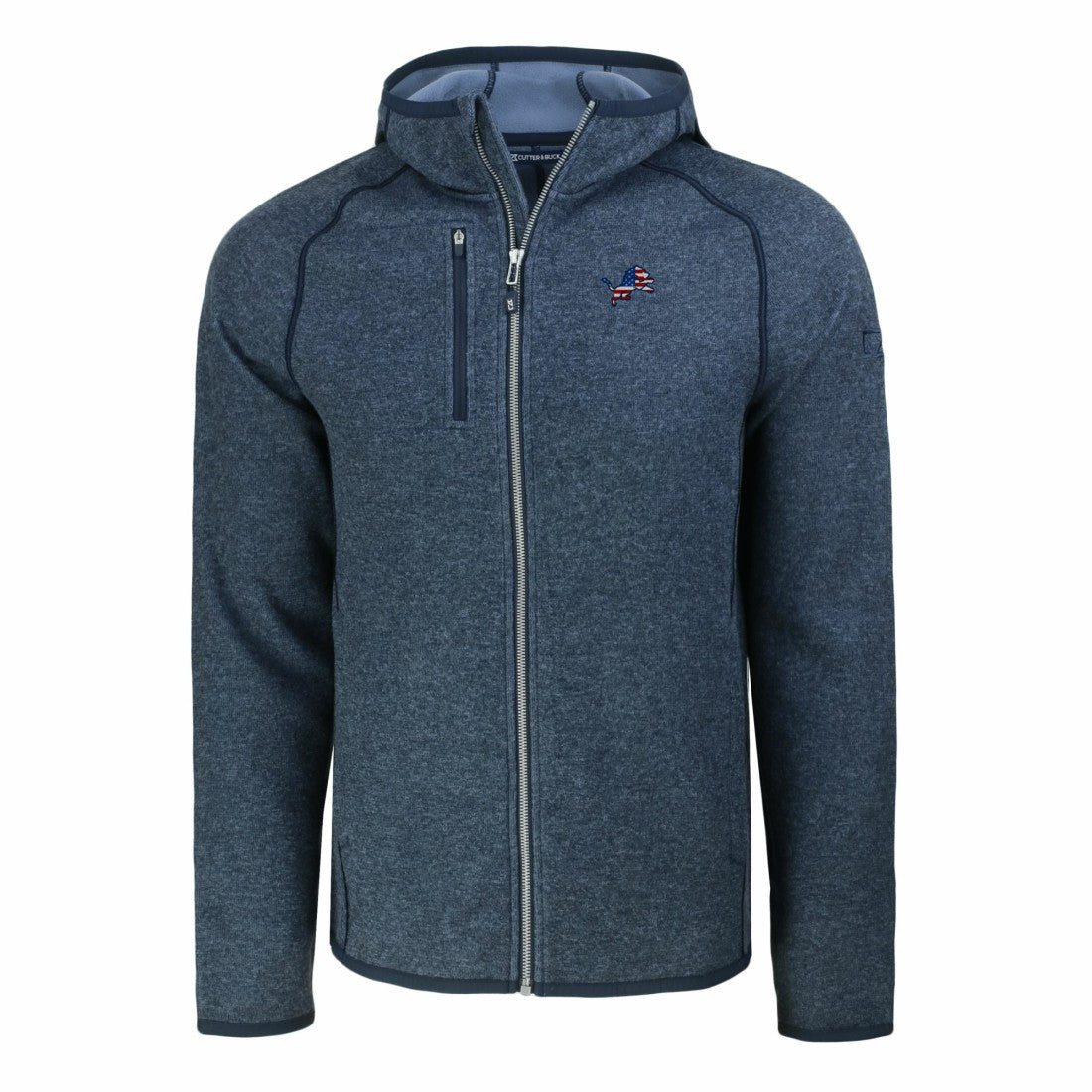 Detroit Lions Cutter & Buck Americana Mainsail Full-Zip Hooded Jacket - Heather Navy on sale
