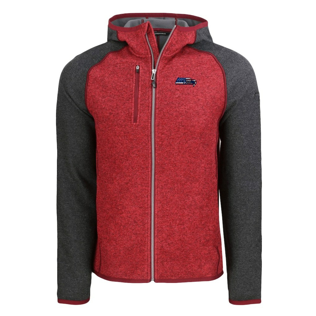 Seattle Seahawks Cutter & Buck Americana Mainsail Full-Zip Hooded Jacket - Heather Red/Heather Charcoal cheap