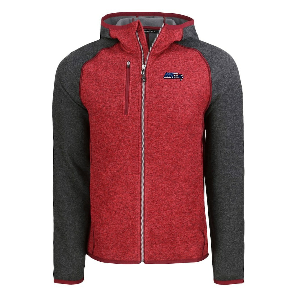 Seattle Seahawks Cutter & Buck Americana Mainsail Full-Zip Hooded Jacket - Heather Red/Heather Charcoal cheap