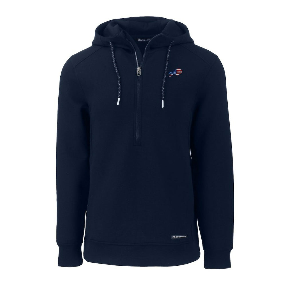 Buffalo Bills Cutter & Buck Americana Roam Eco Half-Zip Recycled Pullover Hoodie - Navy for sale