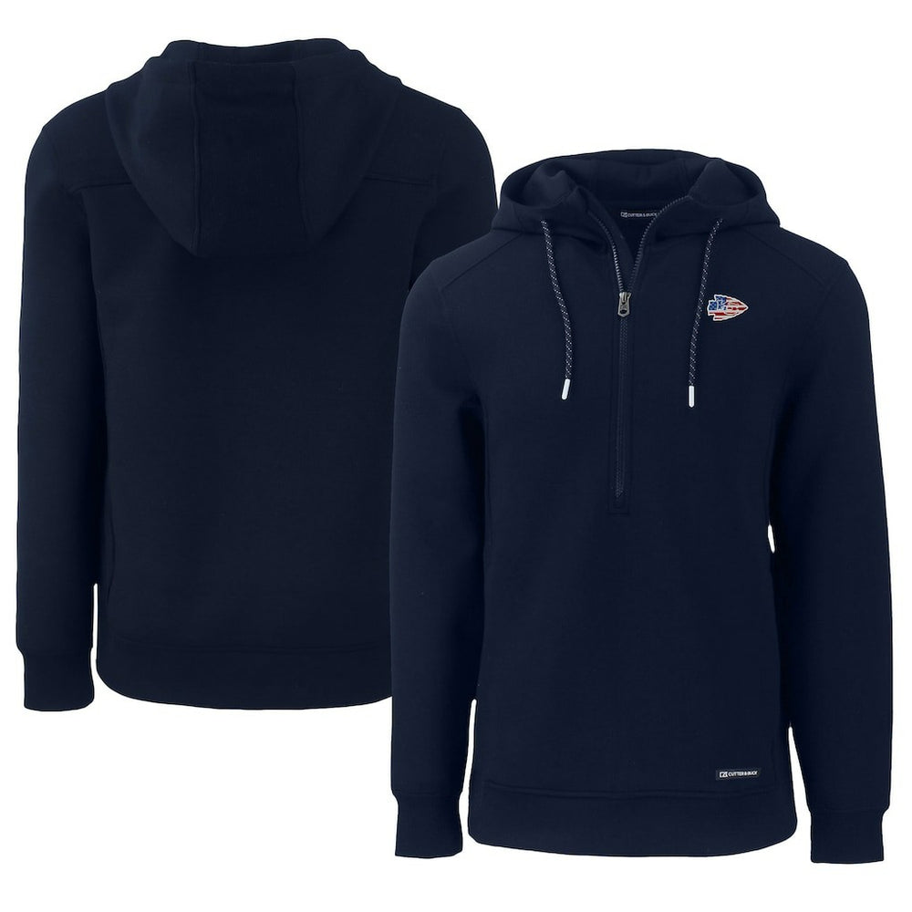 Kansas City Chiefs Cutter & Buck Americana Roam Eco Half-Zip Recycled Pullover Hoodie - Navy online