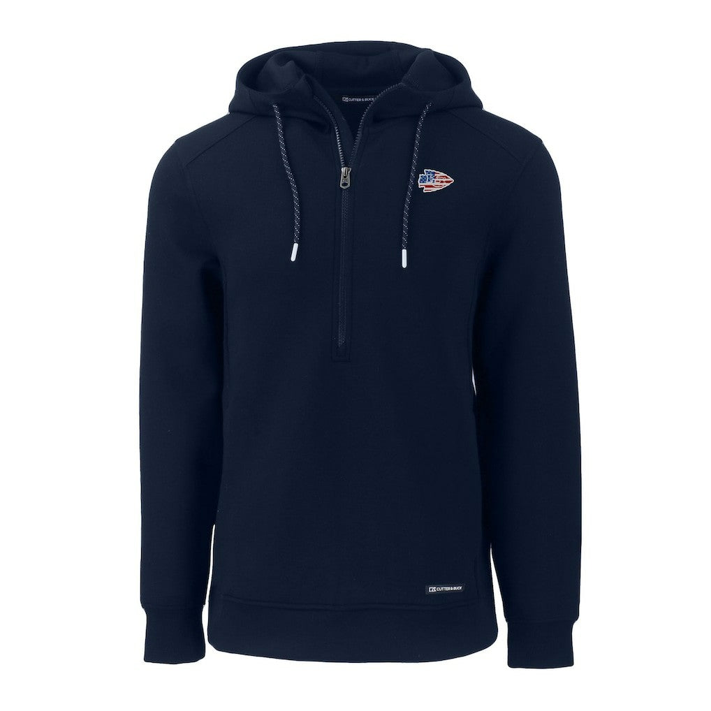 Kansas City Chiefs Cutter & Buck Americana Roam Eco Half-Zip Recycled Pullover Hoodie - Navy online