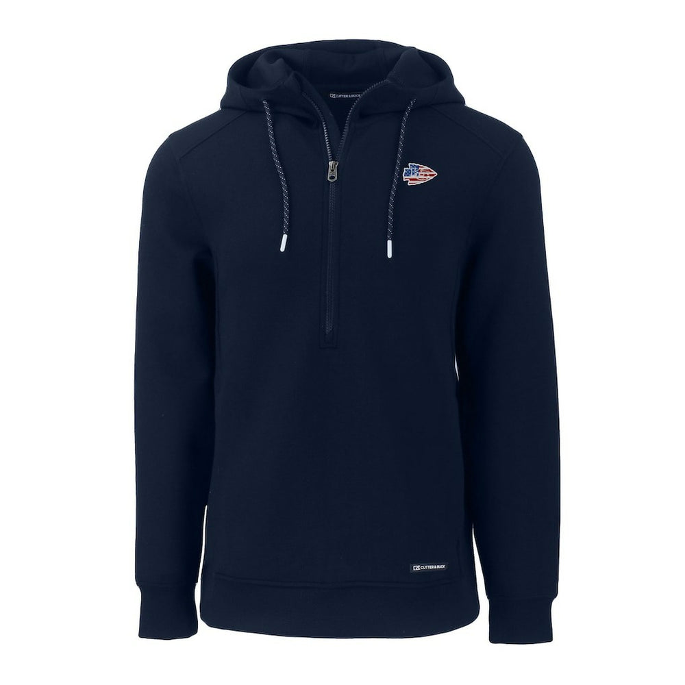 Kansas City Chiefs Cutter & Buck Americana Roam Eco Half-Zip Recycled Pullover Hoodie - Navy online