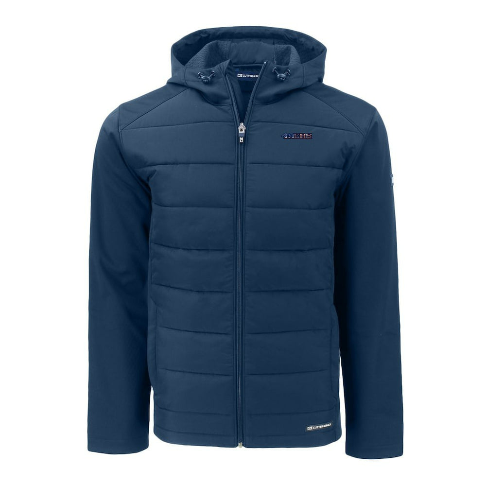 San Francisco 49ers Cutter & Buck Big & Tall Americana Evoke Hybrid Eco Softshell Recycled Full-Zip Hooded Jacket - Navy cheap