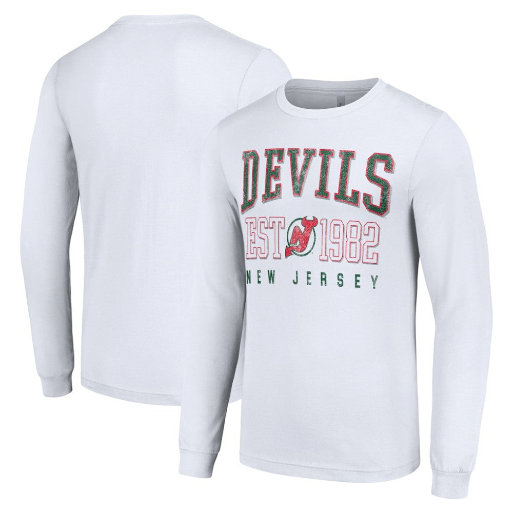 New Jersey Devils Starter Retro Graphic Long Sleeve Crew T-Shirt White