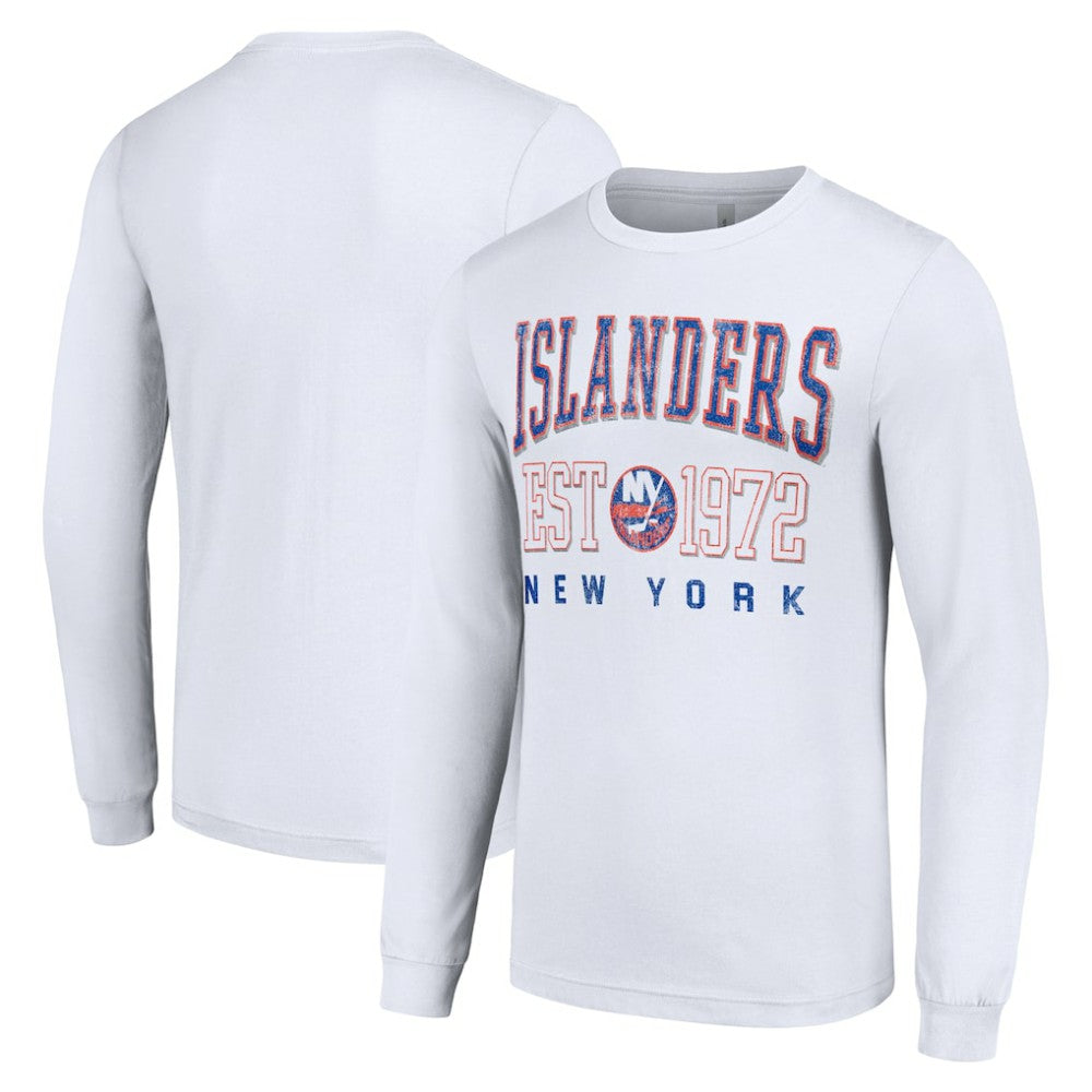 New York Islanders Starter Retro Graphic Long Sleeve Crew T-Shirt White