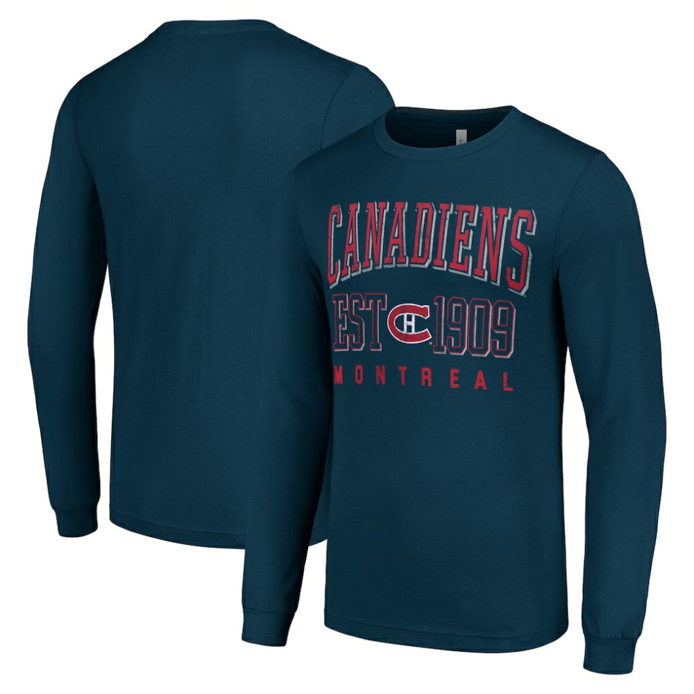Montreal Canadiens Starter Retro Graphic Long Sleeve Crew T-Shirt Navy