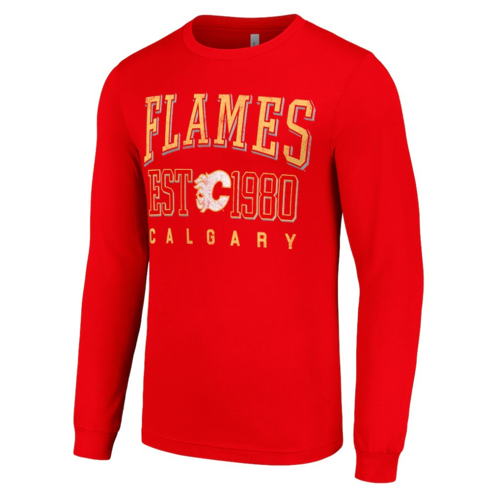 Calgary Flames Starter Retro Graphic Long Sleeve Crew T-Shirt Red