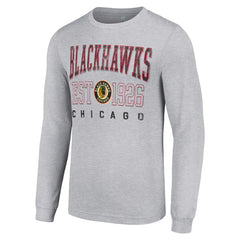 Chicago Blackhawks Starter Retro Graphic Long Sleeve Crew T-Shirt Heather Gray
