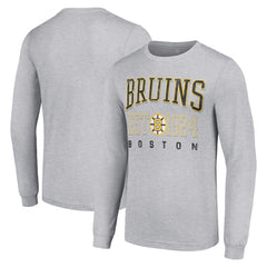 Boston Bruins Starter Retro Graphic Long Sleeve Crew T-Shirt Heather Gray