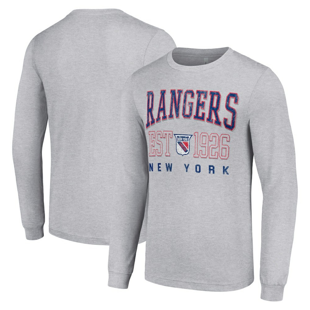 New York Rangers Starter Retro Graphic Long Sleeve Crew T-Shirt Heather Gray