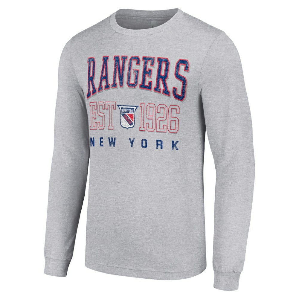 New York Rangers Starter Retro Graphic Long Sleeve Crew T-Shirt Heather Gray