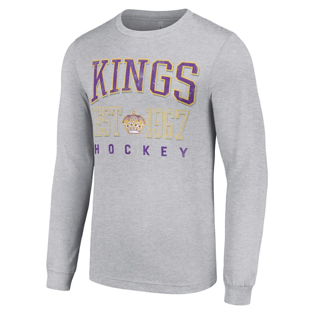 Los Angeles Kings Starter Retro Graphic Long Sleeve Crew T-Shirt Heather Gray