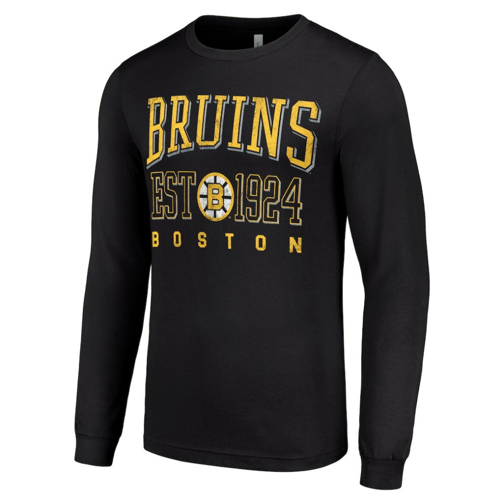 Boston Bruins Starter Retro Graphic Long Sleeve Crew T-Shirt Black