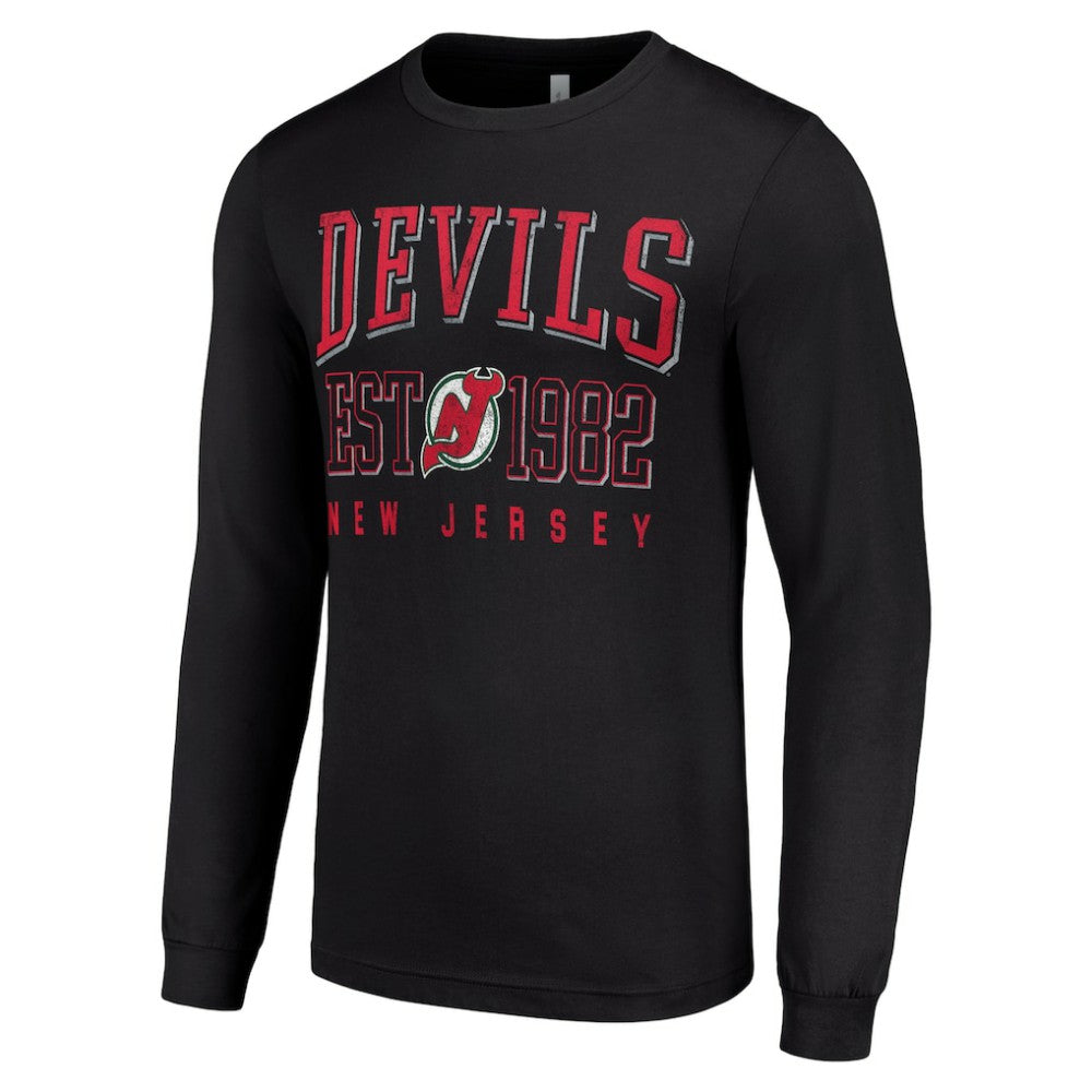 New Jersey Devils Starter Retro Graphic Long Sleeve Crew T-Shirt Black