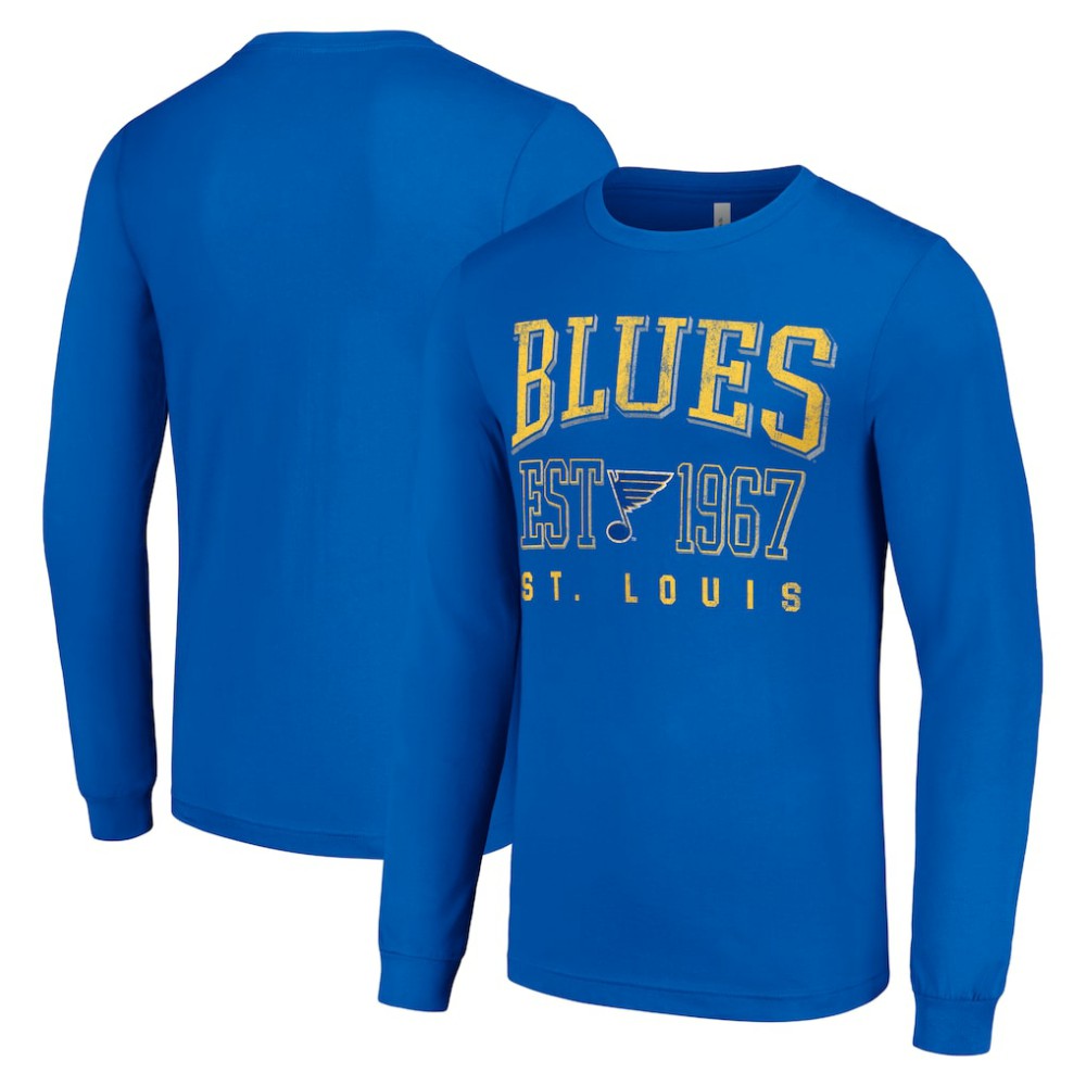 St. Louis Blues Starter Retro Graphic Long Sleeve Crew T-Shirt Royal