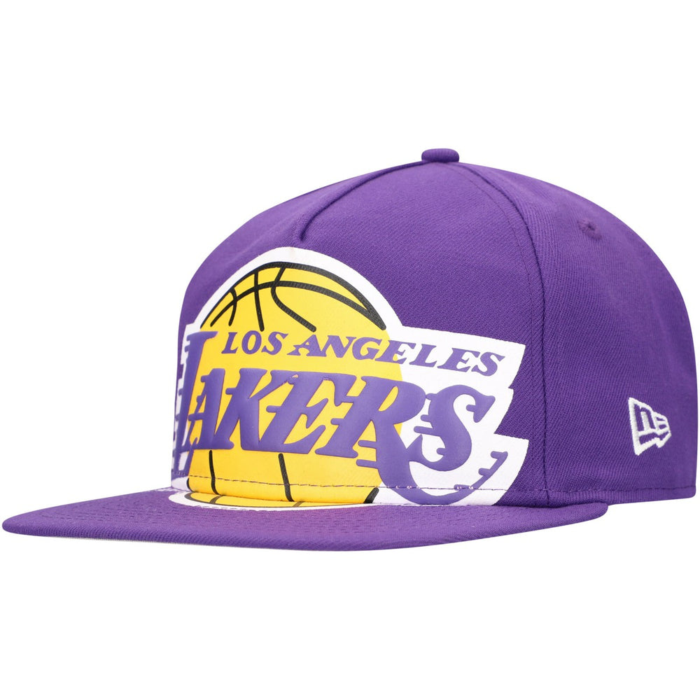 Los Angeles Lakers Oversized Puff Print Logo Golfer Snapback Hat - Purple | New Era discount