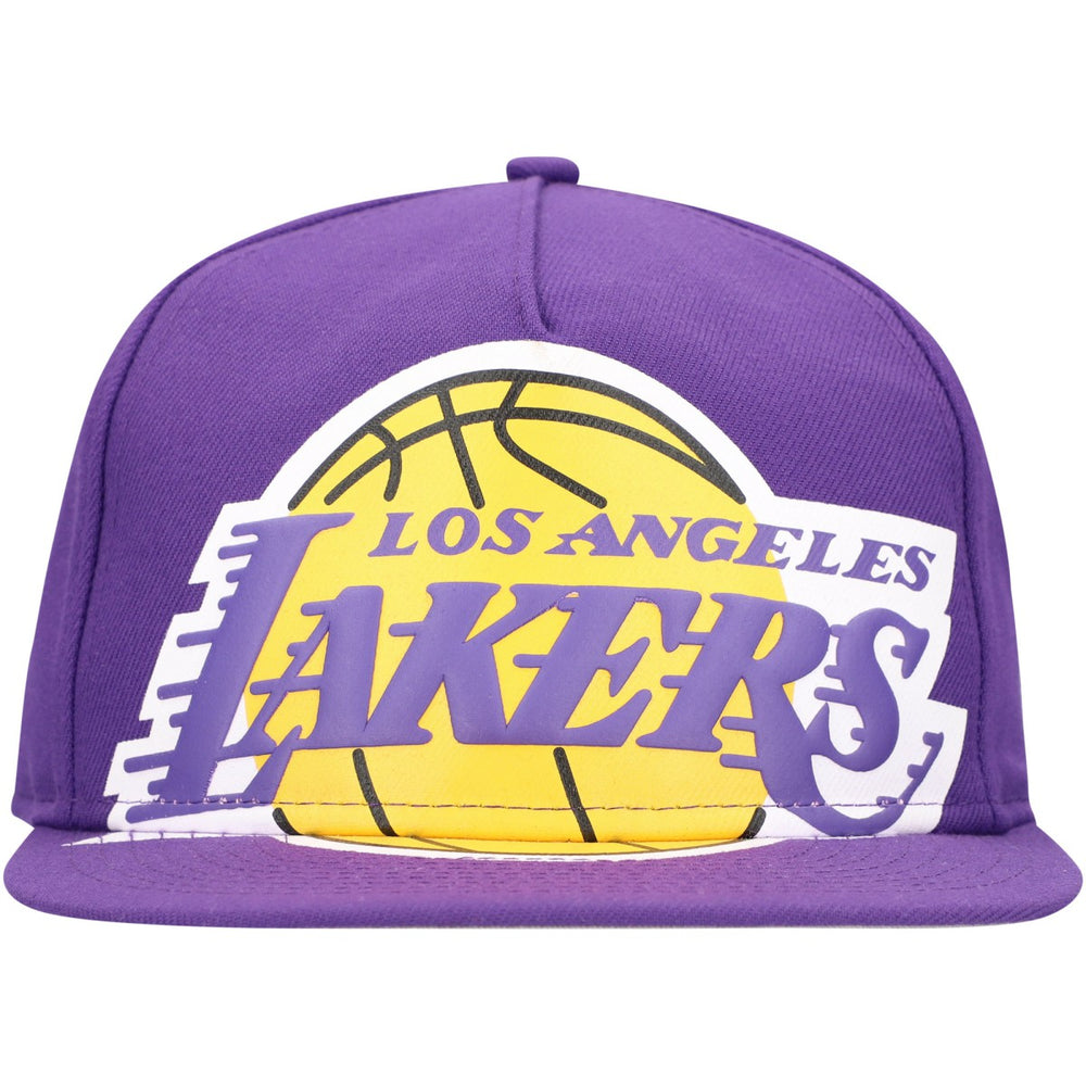 Los Angeles Lakers Oversized Puff Print Logo Golfer Snapback Hat - Purple | New Era discount