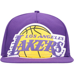 Los Angeles Lakers Oversized Puff Print Logo Golfer Snapback Hat - Purple | New Era discount