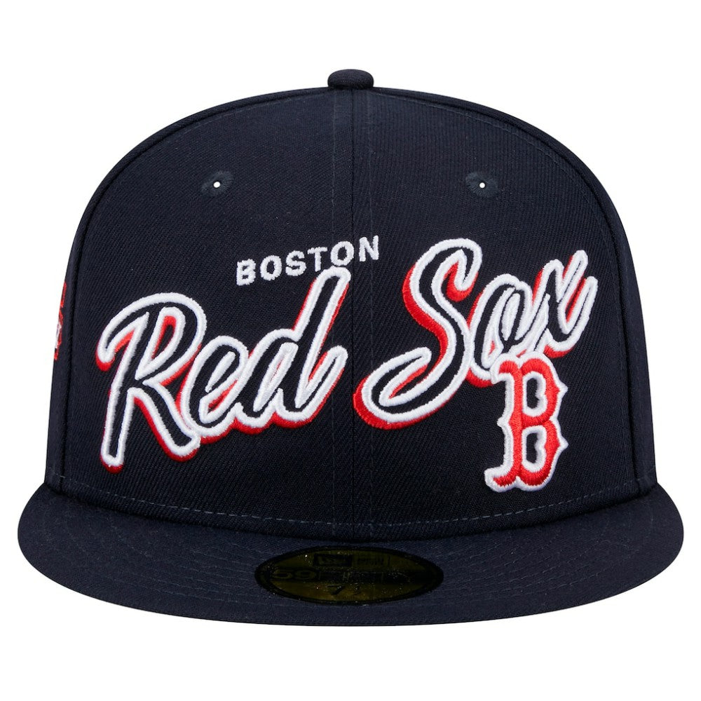 Boston Red Sox Script Sided 59FIFTY Fitted Hat - Navy | New Era