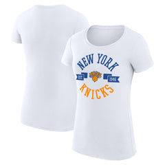 New York Knicks G-III 4Her by Carl Banks Women's Super-Slim Fit Lightweight Large City Logo T-Shirt - White shop