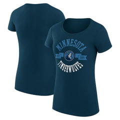 Minnesota Timberwolves G-III 4Her by Carl Banks Women's Super-Slim Fit Lightweight Large City Logo T-Shirt - Navy cheap
