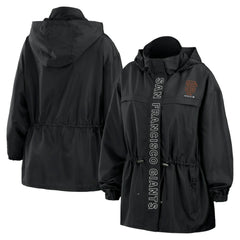 San Francisco Giants WEAR by Erin Andrews Women's Full-Zip Windbreaker Hoodie Jacket - Black