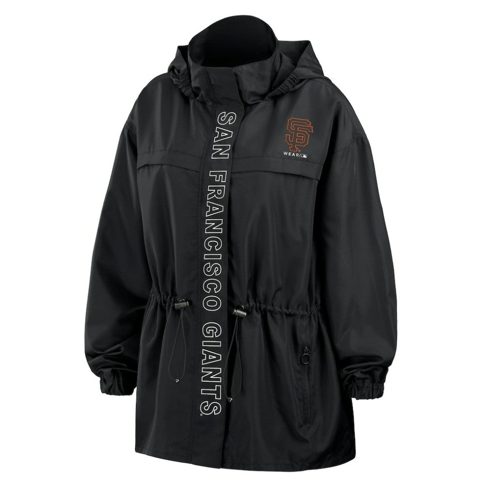 San Francisco Giants WEAR by Erin Andrews Women's Full-Zip Windbreaker Hoodie Jacket - Black