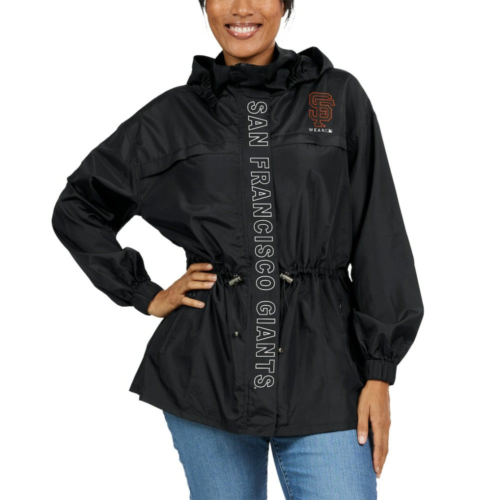 San Francisco Giants WEAR by Erin Andrews Women's Full-Zip Windbreaker Hoodie Jacket - Black