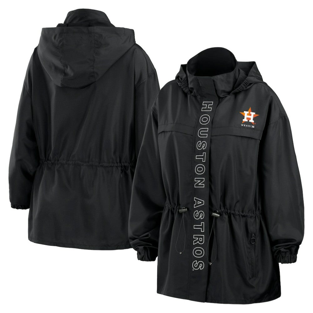 Houston Astros WEAR by Erin Andrews Women's Full-Zip Windbreaker Hoodie Jacket - Black