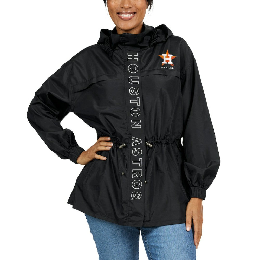 Houston Astros WEAR by Erin Andrews Women's Full-Zip Windbreaker Hoodie Jacket - Black