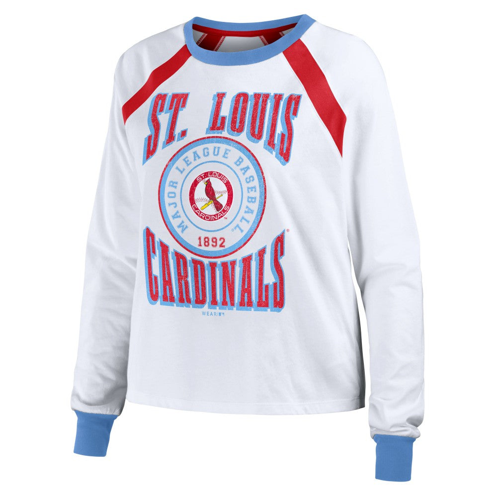 St. Louis Cardinals WEAR by Erin Andrews Women's Raglan Long Sleeve T-Shirt - White
