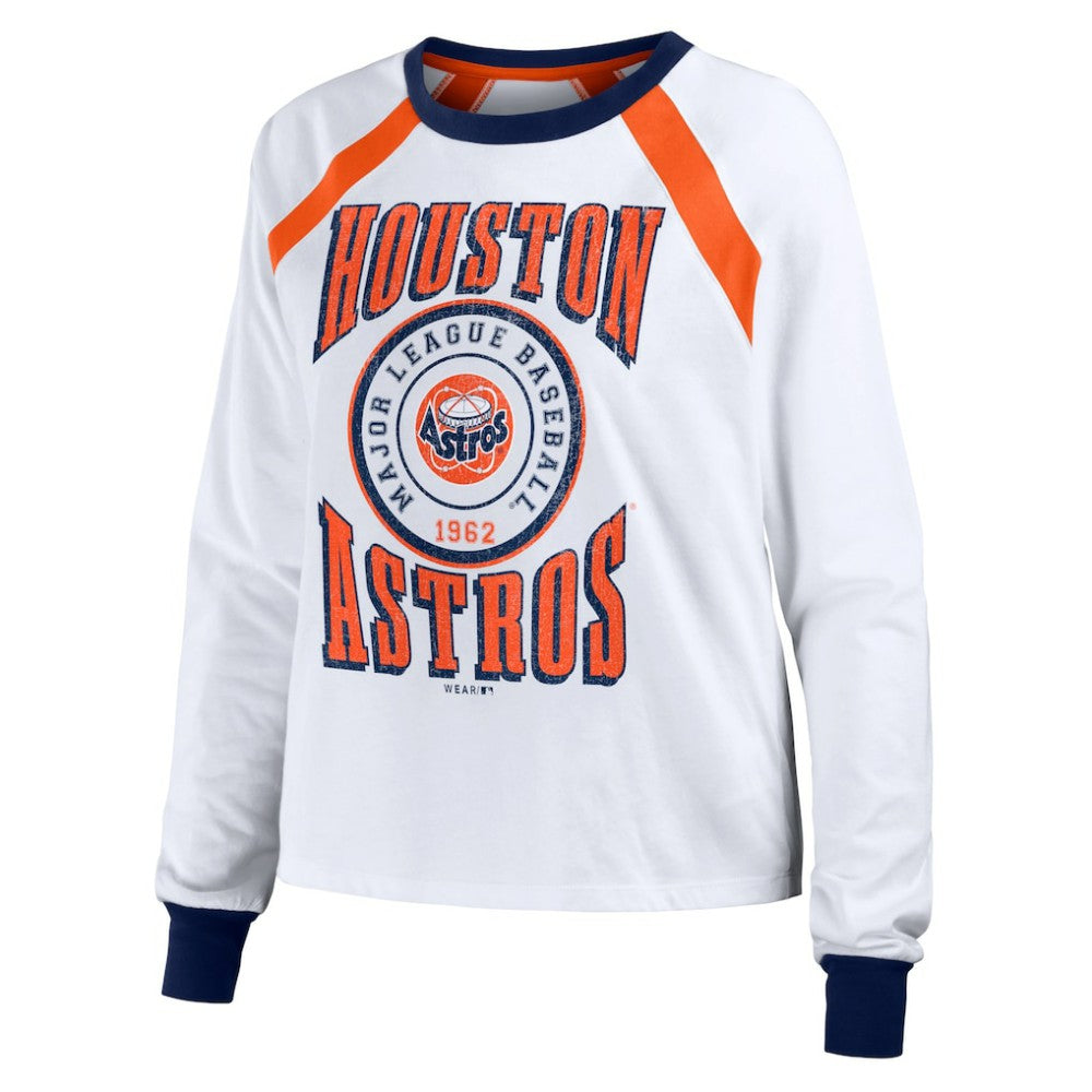 Houston Astros WEAR by Erin Andrews Women's Raglan Long Sleeve T-Shirt - White