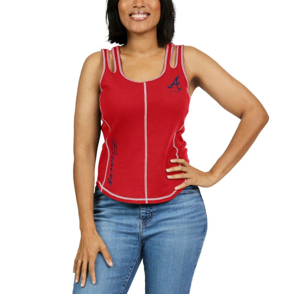 Atlanta Braves WEAR by Erin Andrews Women's Contrast Stitch Tank Top - Red