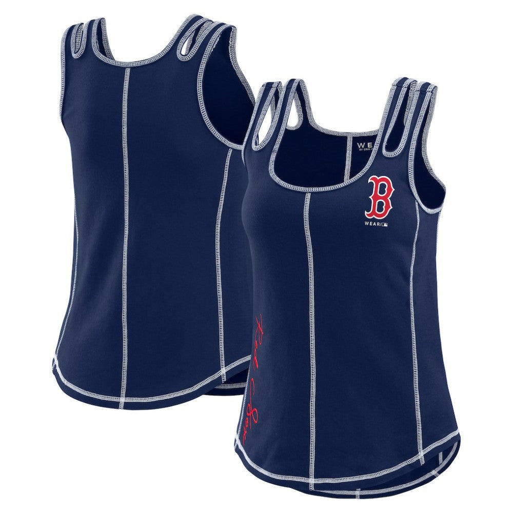 Boston Red Sox WEAR by Erin Andrews Women's Contrast Stitch Tank Top - Navy