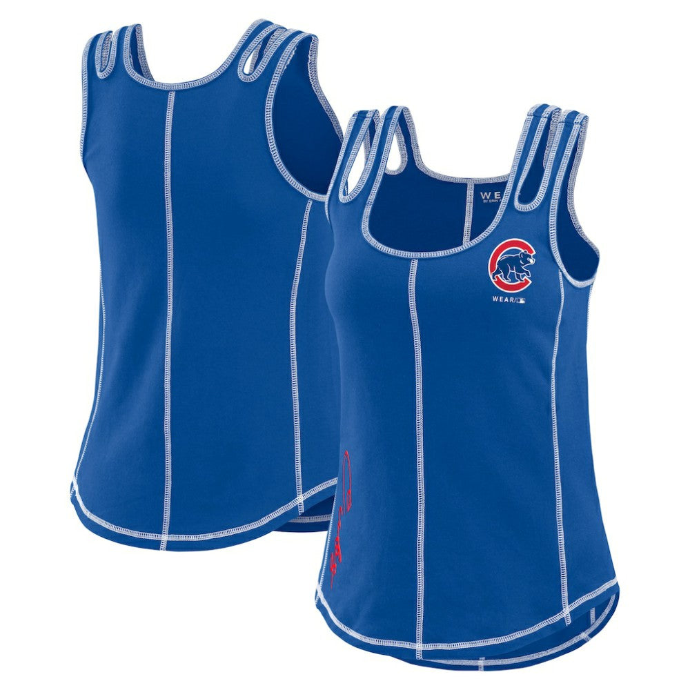 Chicago Cubs WEAR by Erin Andrews Women's Contrast Stitch Tank Top - Royal