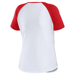 St. Louis Cardinals WEAR by Erin Andrews Women's Fitted Henley Raglan T-Shirt - White/Red