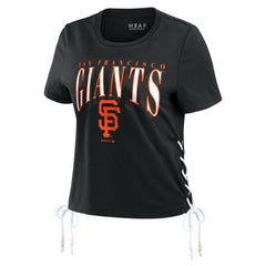 San Francisco Giants WEAR by Erin Andrews Women's Side Lace-Up Cropped T-Shirt - Black