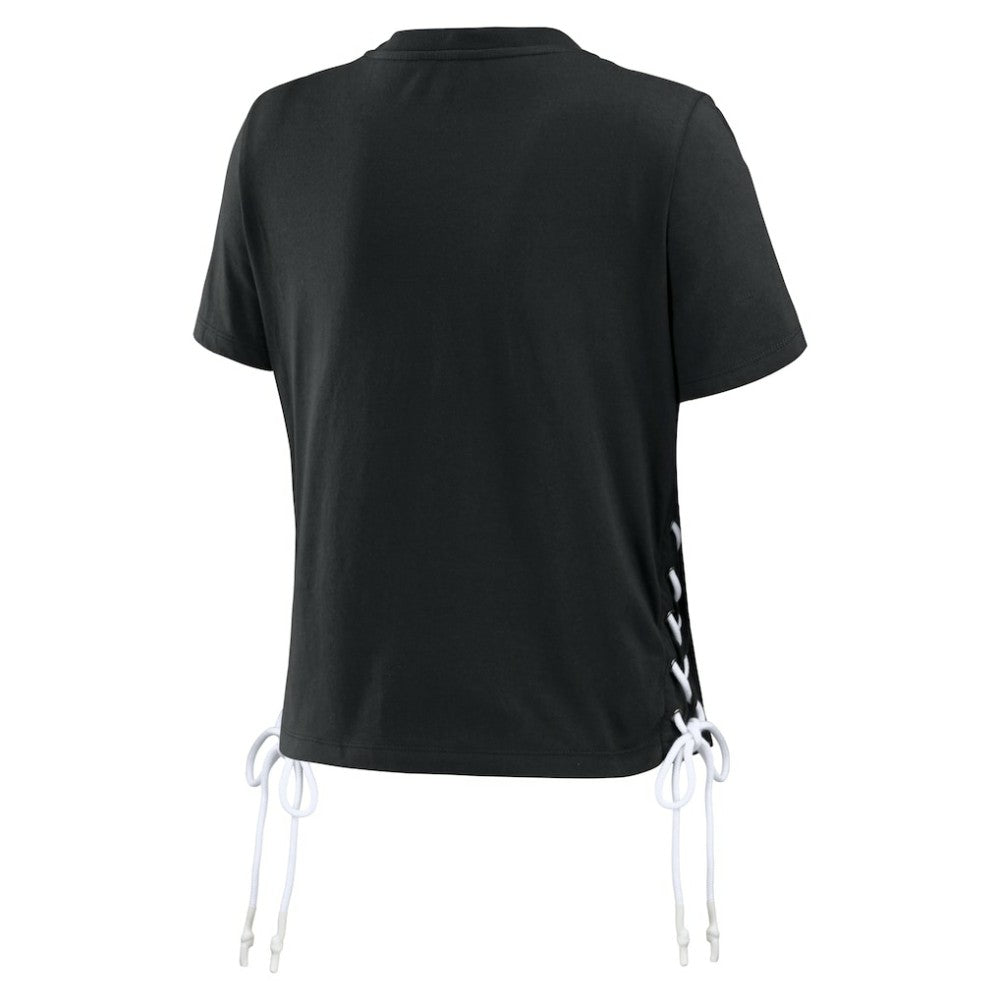 San Francisco Giants WEAR by Erin Andrews Women's Side Lace-Up Cropped T-Shirt - Black