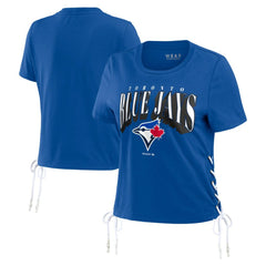 Toronto Blue Jays WEAR by Erin Andrews Women's Side Lace-Up Cropped T-Shirt - Royal