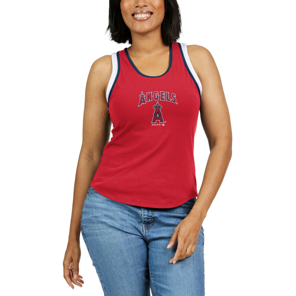 Los Angeles Angels WEAR by Erin Andrews Women's Colorblock Racerback Tank Top - Red