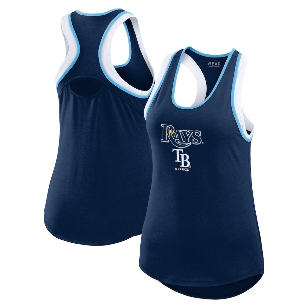 Tampa Bay Rays WEAR by Erin Andrews Women's Colorblock Racerback Tank Top - Navy