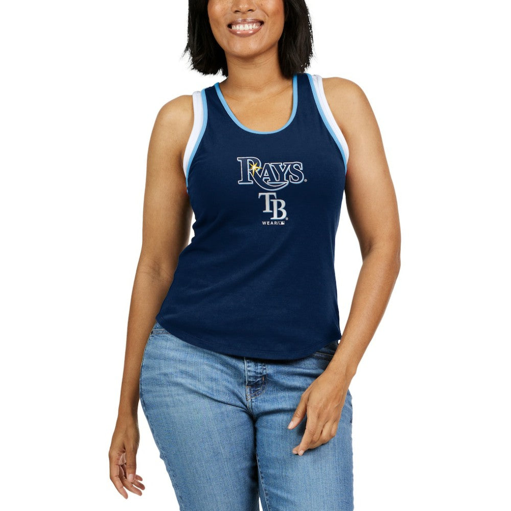 Tampa Bay Rays WEAR by Erin Andrews Women's Colorblock Racerback Tank Top - Navy
