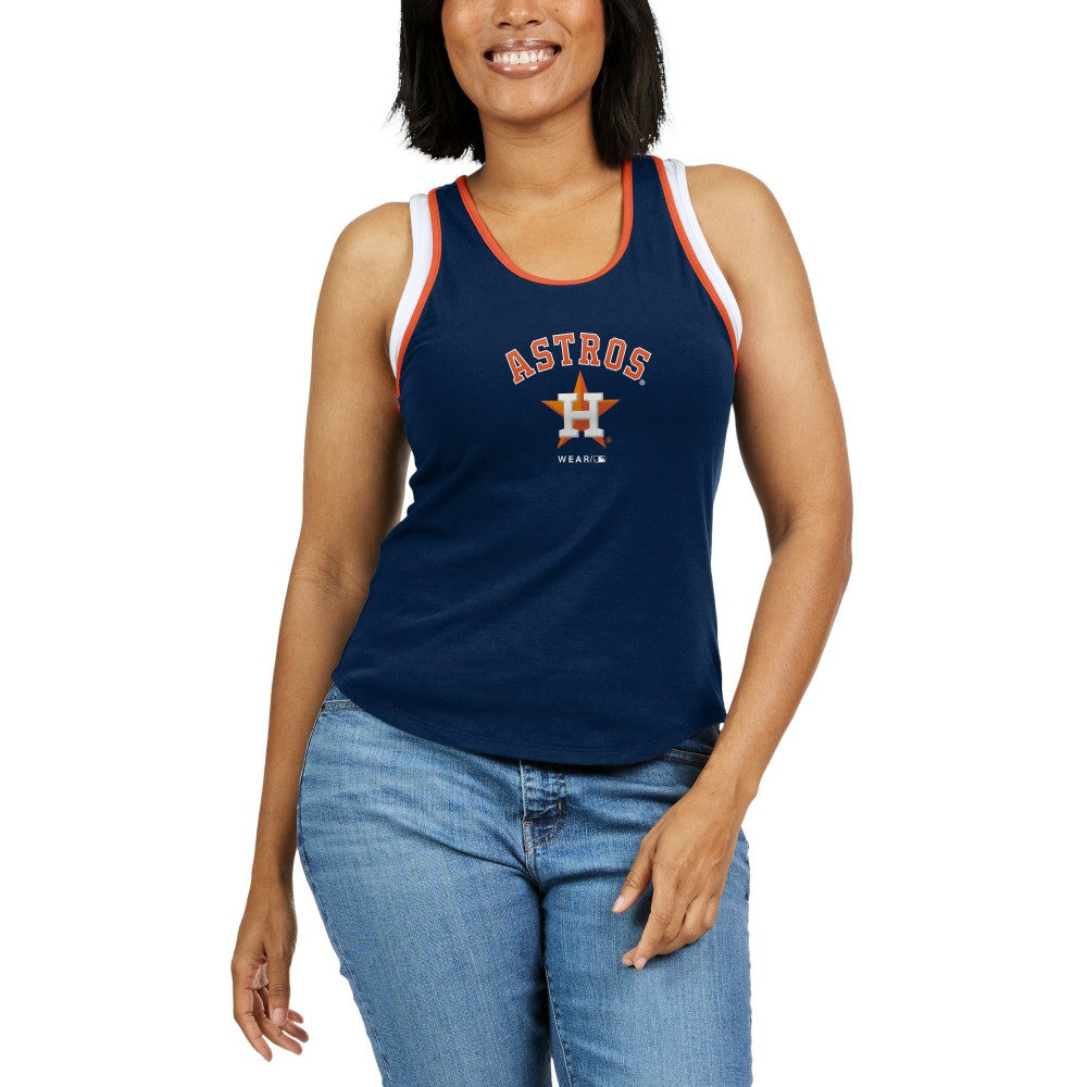 Houston Astros WEAR by Erin Andrews Women's Colorblock Racerback Tank Top - Navy